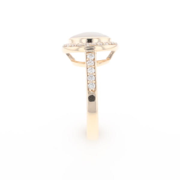 Oval Gold Quartz Inlaid Ring with 0.65ctw Diamond Halo