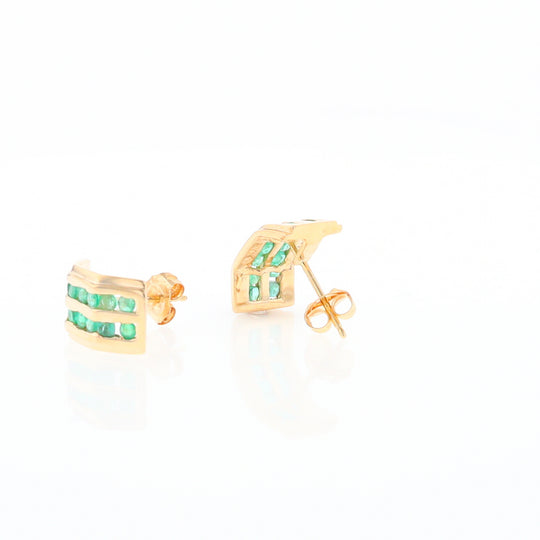 Semi-Hoop Channel Emerald Earrings