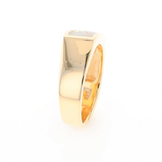 Gold Quartz Ring Rectangle Inlaid Design