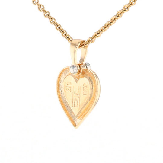 Gold Quartz Heart Shape Inlaid Pendant with .02ct Diamond