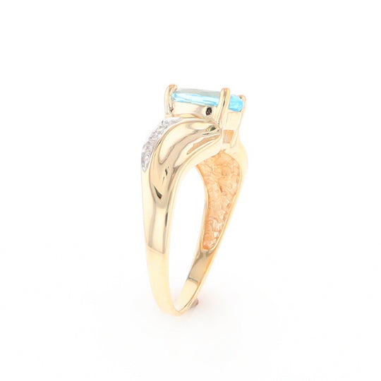 Blue Topaz Ring with Diamond Accents