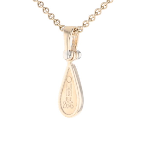 Gold Quartz Pendant Tear Drop Inlaid Design with .02ct Diamond