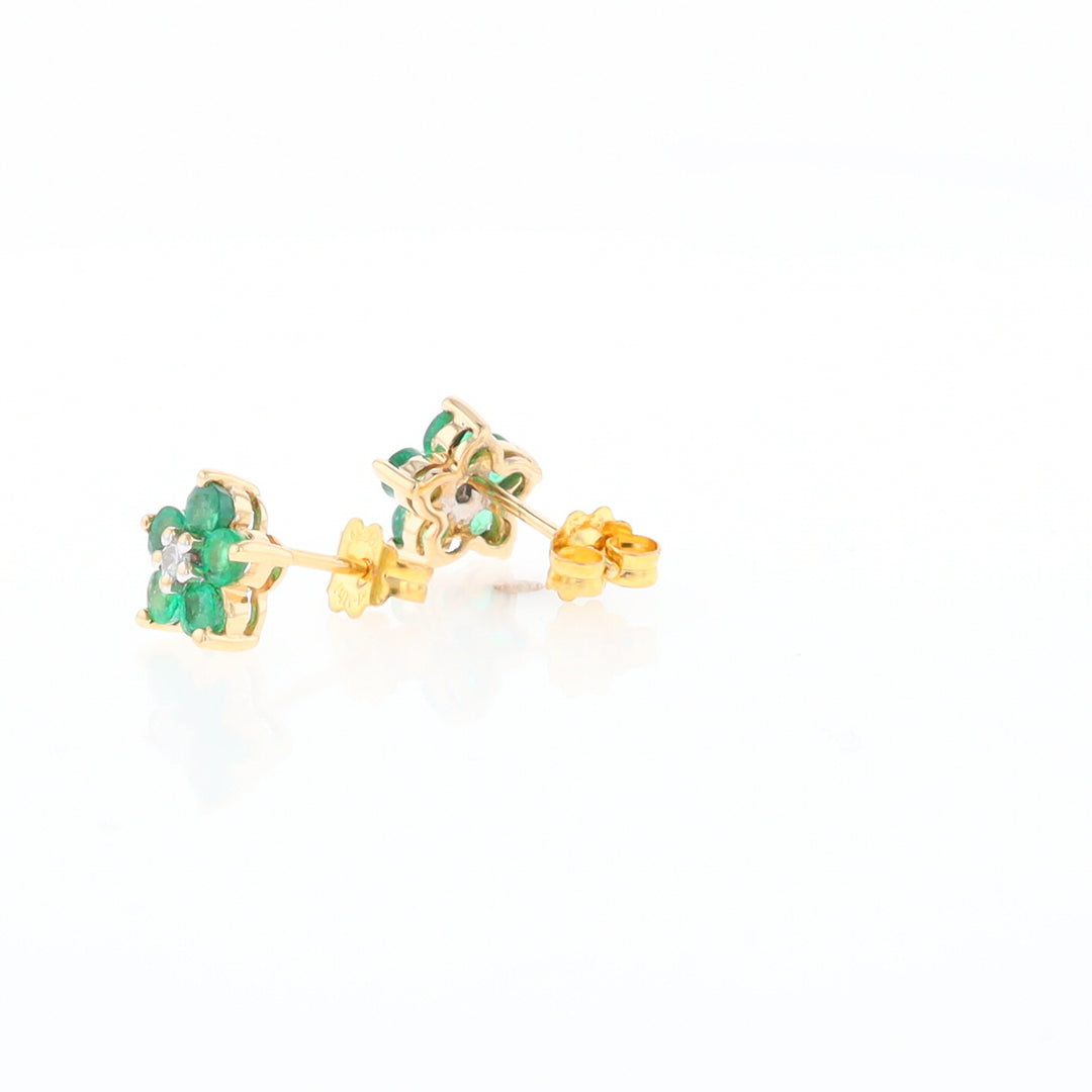 Emerald Flower Stud Earrings