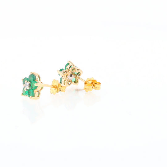 Emerald Flower Stud Earrings