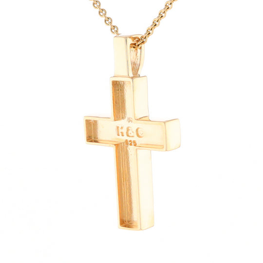 Gold Quartz Pendant Cross Design 3 Section Inlaid Pendant