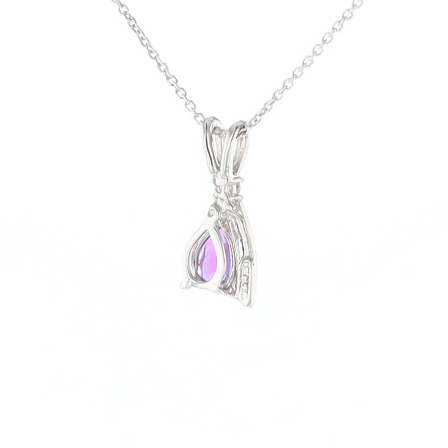 Amethyst Pear Ribbon Necklace