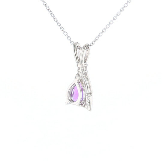 Amethyst Pear Ribbon Necklace