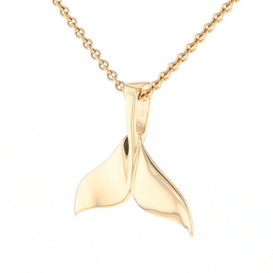 Whale Tail Necklaces Single Sided Gold Quartz Inlaid Sea life Pendant