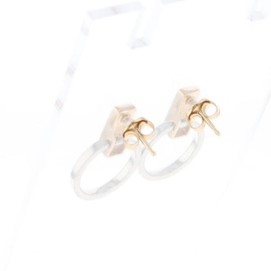 Gold Quartz Rectangle Inlaid Knocker Earrings - G2