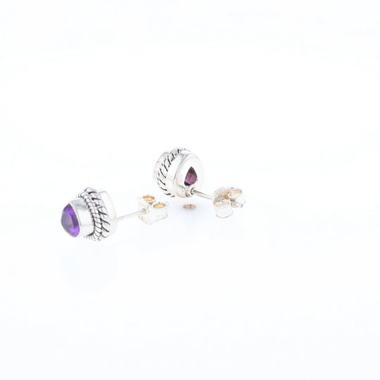 Native Amethyst Pear Stud Earrings