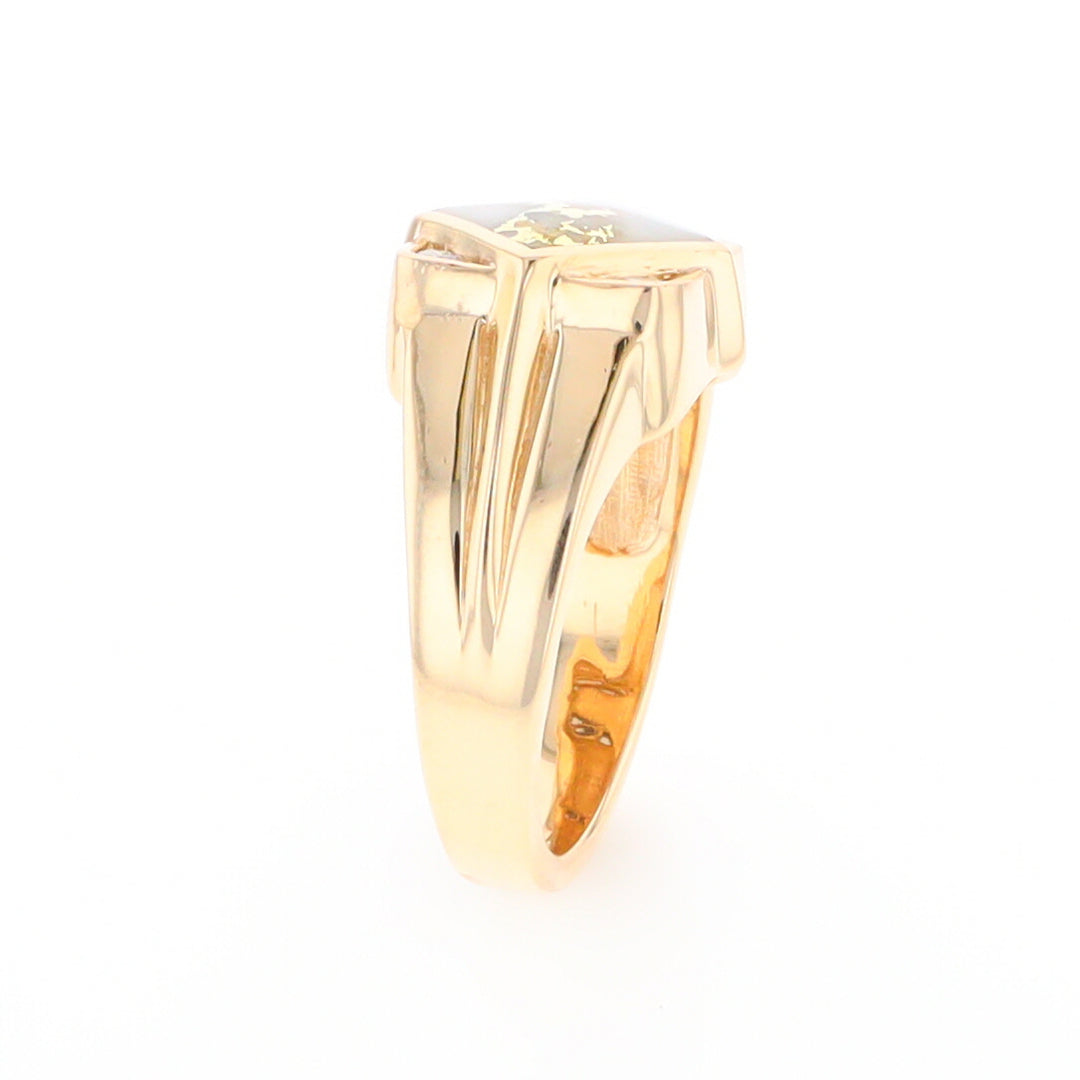 Gold Quartz Mens Ring with Diamond Accents