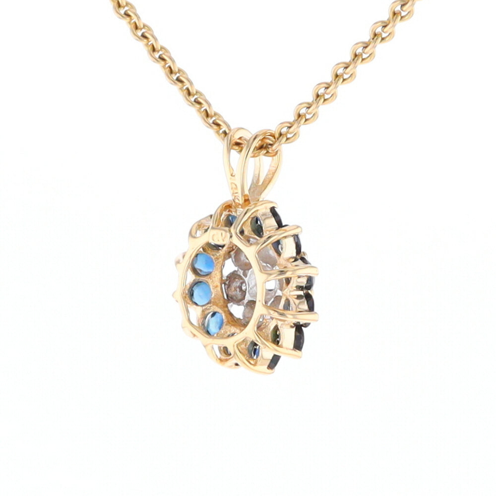 Round Diamond & Sapphire Cluster Pendant