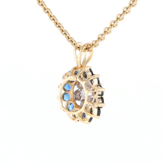 Round Diamond & Sapphire Cluster Pendant