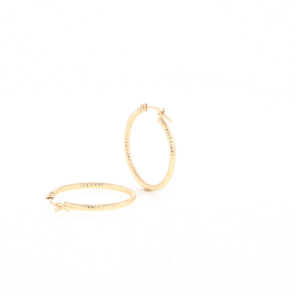 Gold Ribbed Hoop Earrings