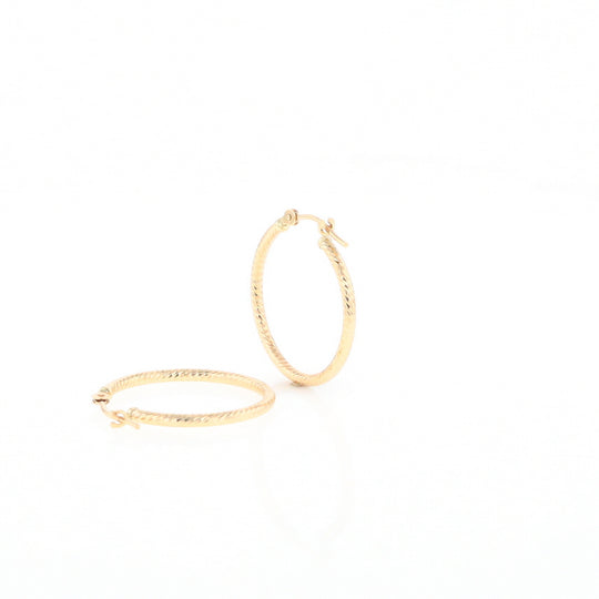 Gold Ribbed Hoop Earrings