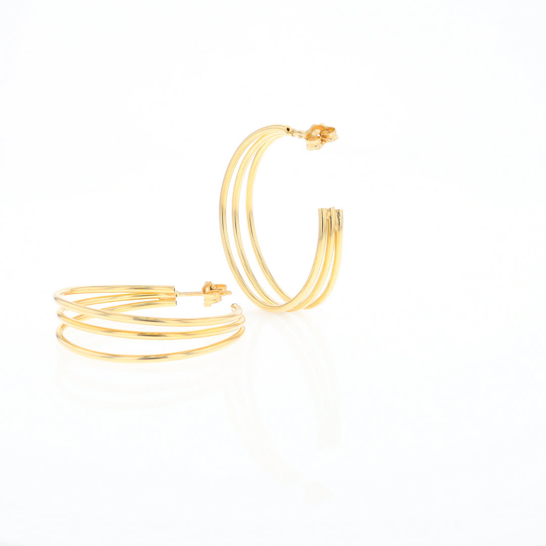 Three Bar Gold Hoop Earrings