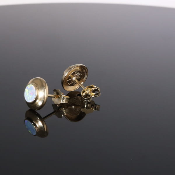 Opal Earrings Round Inlaid Design Studs
