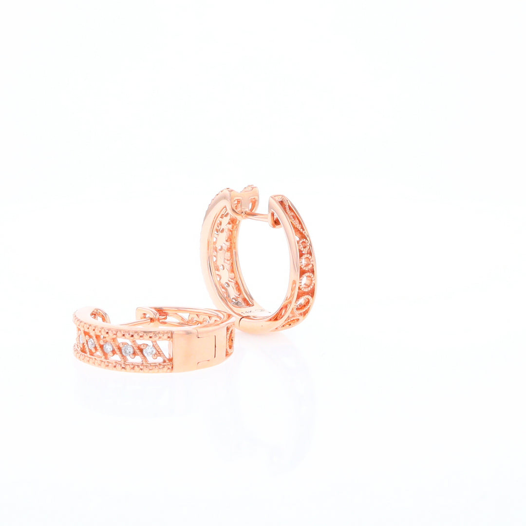 Rose Gold Diamond Hoop Earrings