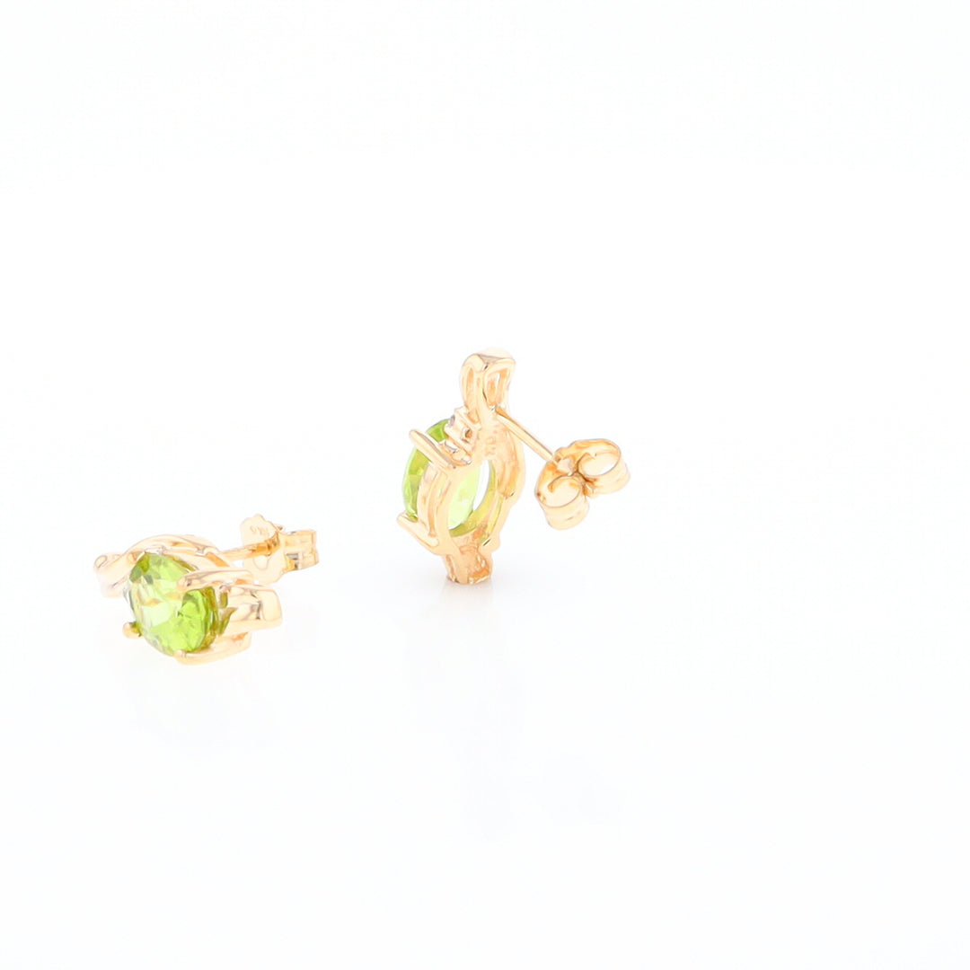 Peridot Ribbon Stud Earrings