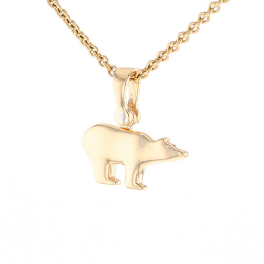 Gold Quartz Inlaid Polar Bear Pendant