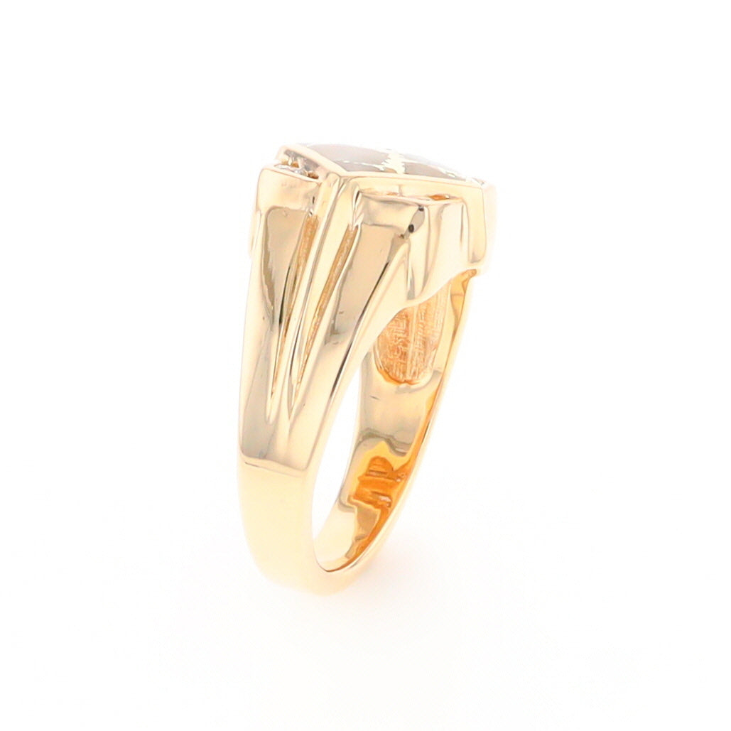 Gold Quartz Mens Ring with Diamond Accents