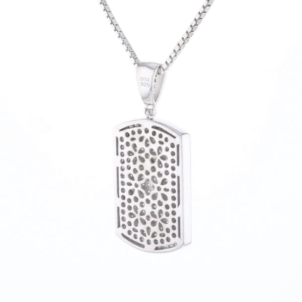 Cubic Zirconia Dog Tag Necklace