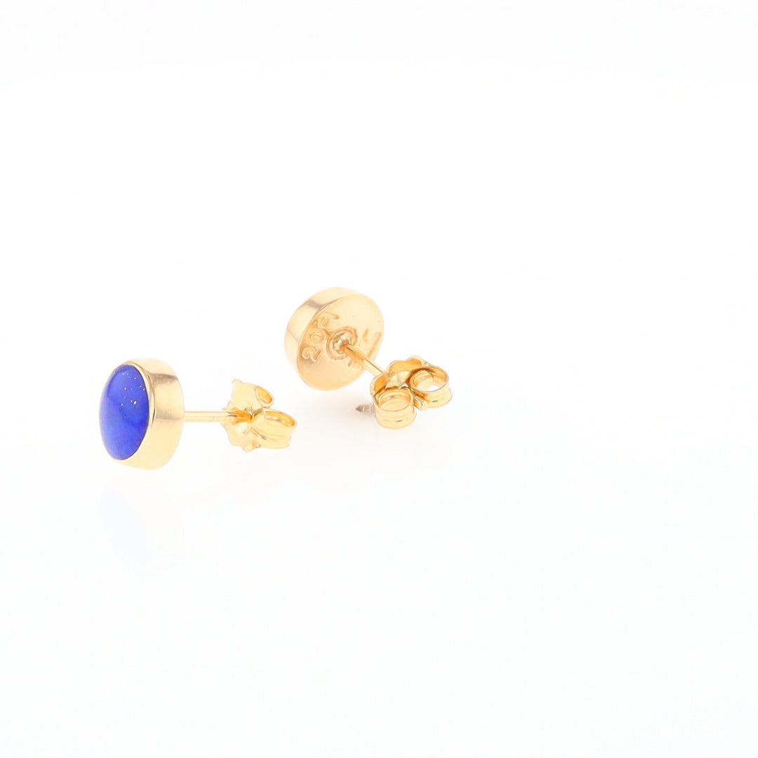 Lapis 6mm Round Inlaid Earrings