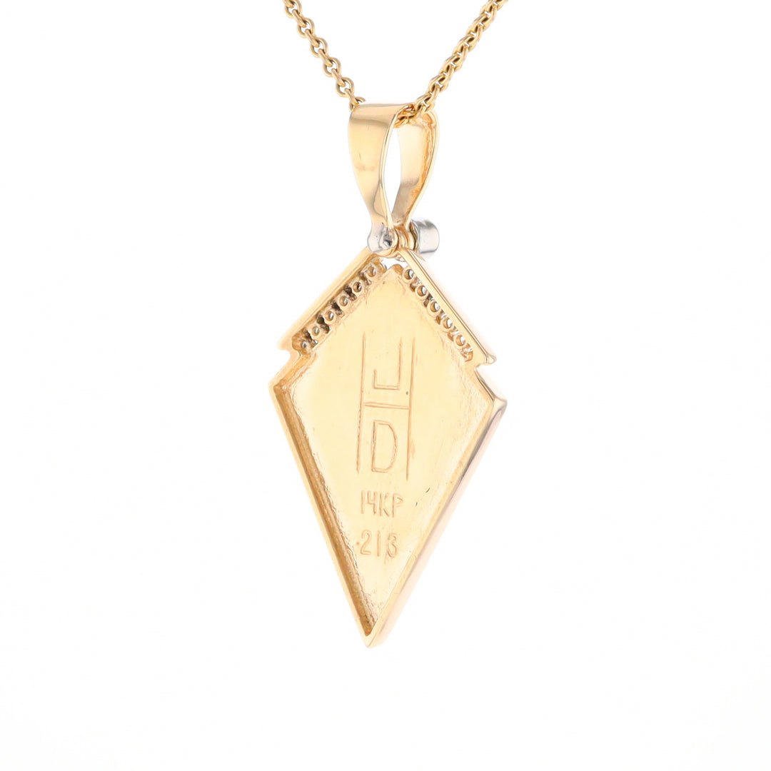 Gold Quartz Kite Shape Inlaid Pendant with .27ctw Diamonds