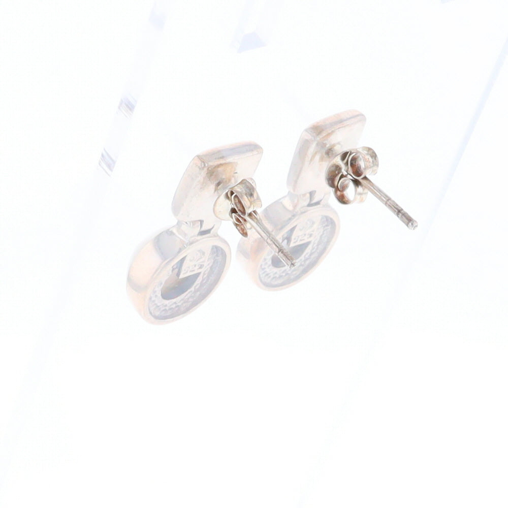 Square Swirl Mother of Pearl Stud Earrings