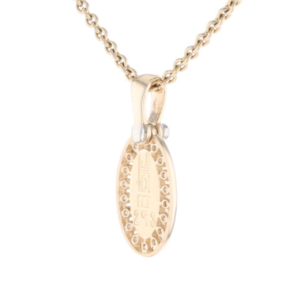 Gold Quartz Pendant Oval Inlaid with .22ctw Round Diamonds Halo (G1)