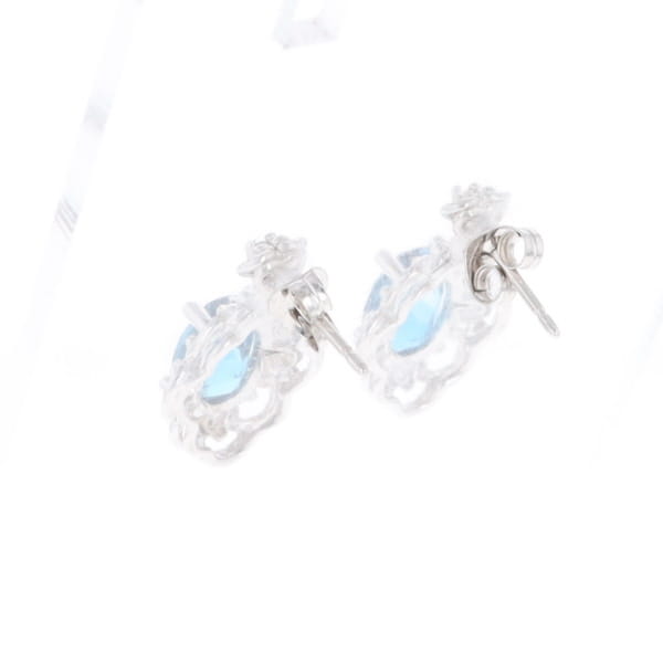 London Blue Topaz in Filigree Setting Dangle Earrings
