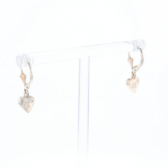 Silver Gold Quartz Inlaid Heart Earrings - G3