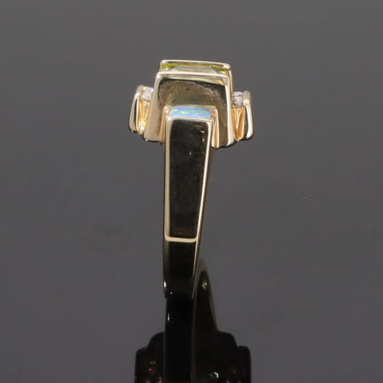 Opal Rings 2 Square Inlaid Peridot with 0.24ctw Diamonds