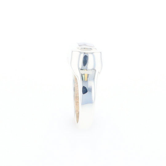 Sterling Silver Gold Quartz Inlaid Rectangular Ring - G3