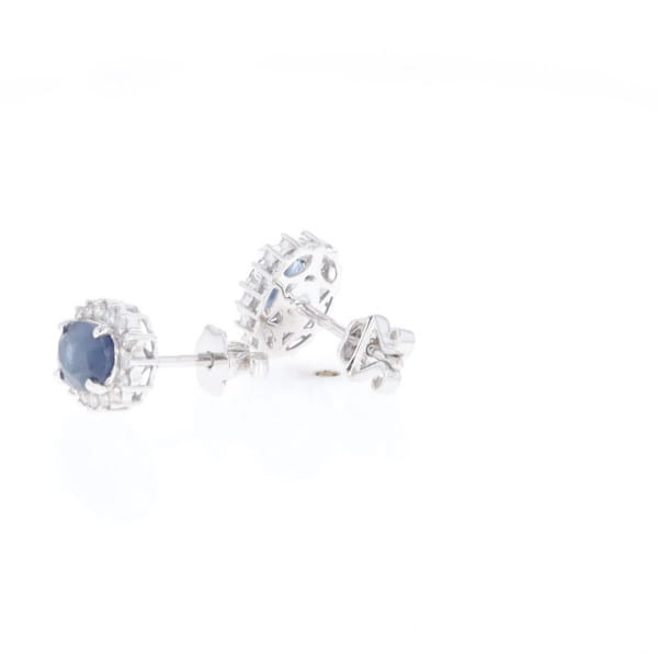 Oval Blue Sapphire Earrings With Halo