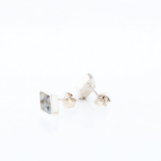 Sterling Silver Gold Quartz Inlaid Diamond Stud Earrings - G3