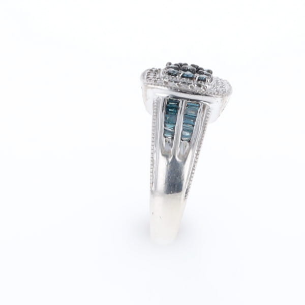 Square Blue & White Diamond Ring