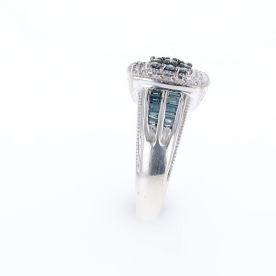 Square Blue & White Diamond Ring