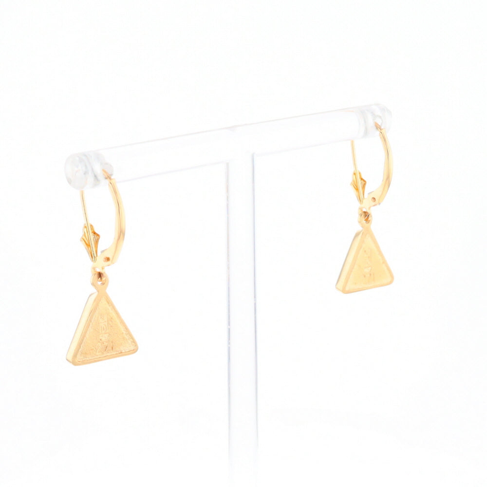 Gold Quartz Triangle Inlaid Earrings - G2