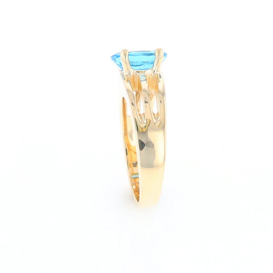 Split Shank Oval Blue Topaz Ring