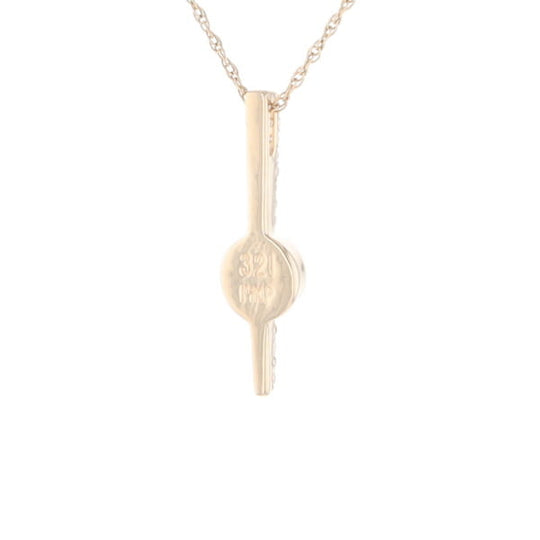 Diamond Bar Gold Quartz Round Inlaid Pendant G2