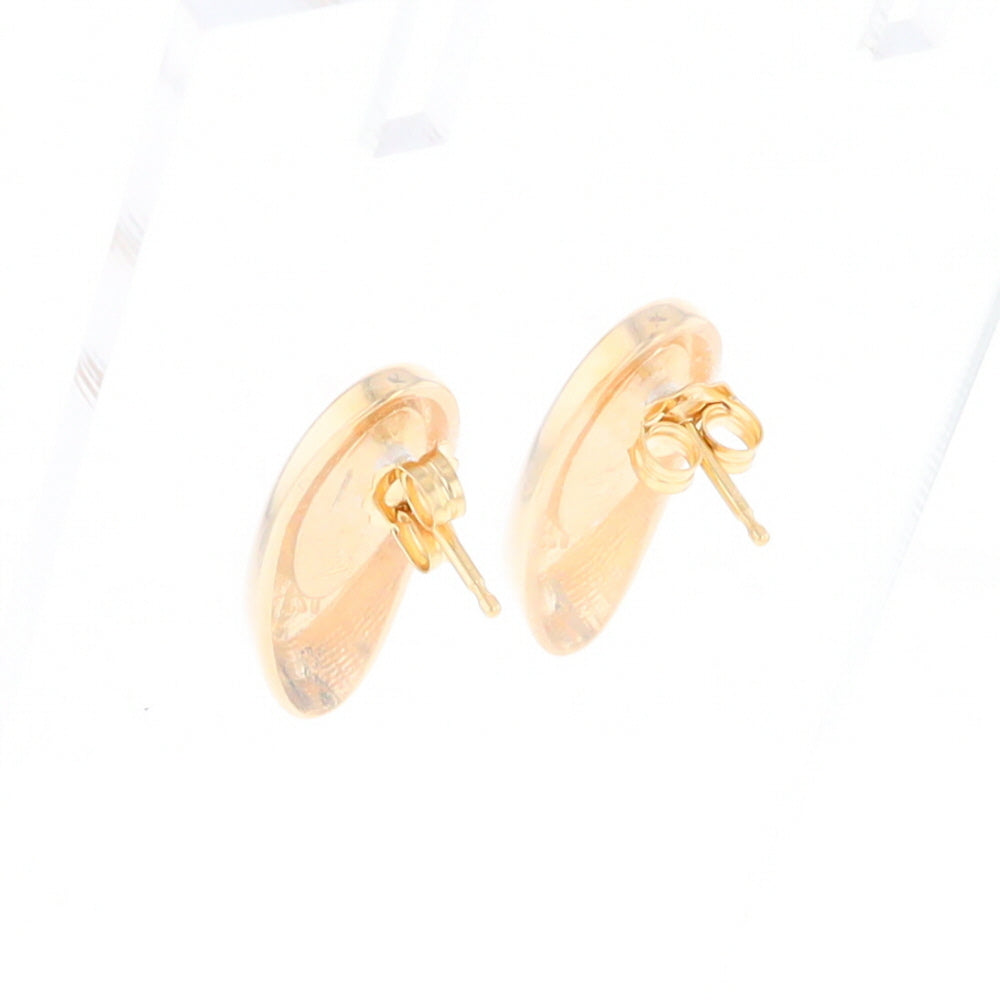 Oval Gold Quartz Inlaid Earrings - G2