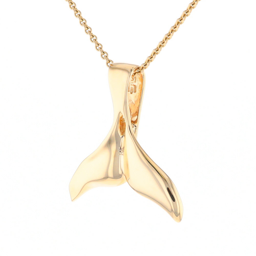 Whale Tail Natural Gold Quartz Single Side Inlaid Pendant