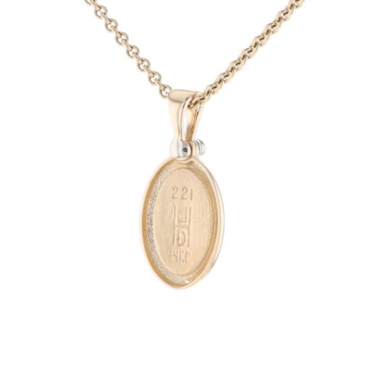 Gold Quartz Oval Inlaid Pendant with .02ct Diamond
