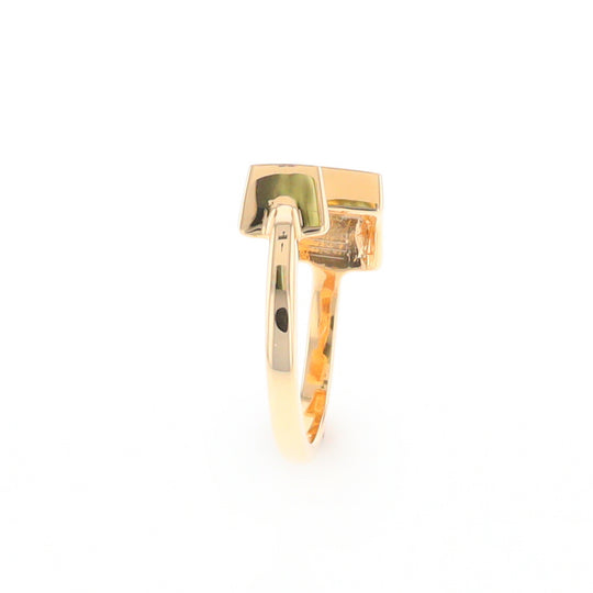 Gold Quartz Ring Wrap Double Square Inlaid Design