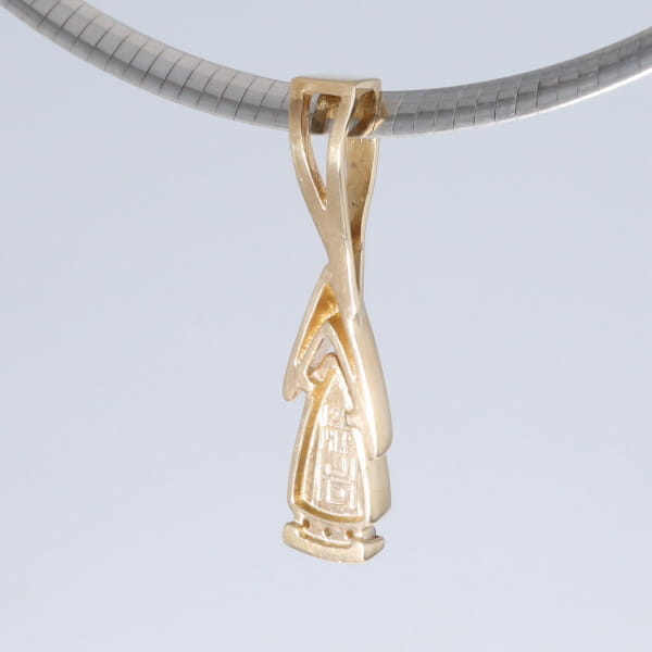 Opal Pendant Triangle Inlaid Design with .06ctw Round Diamonds