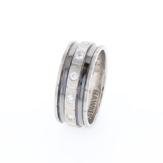 Contemporary Men's Comfort Fit Wedding Band With Diamonds