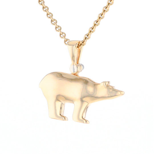 Gold Quartz Inlaid Polar Bear Pendant