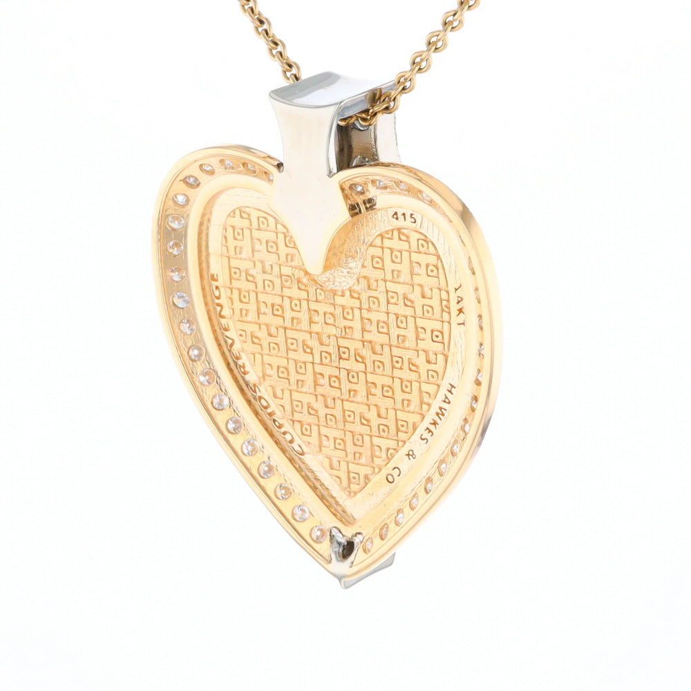 Gold Quartz Necklace Cupid's Revenge 2.24ctw Diamonds Heart Pendant (G1)