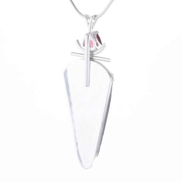 Druzy Quartz & Pink Trillion Tourmaline Necklace